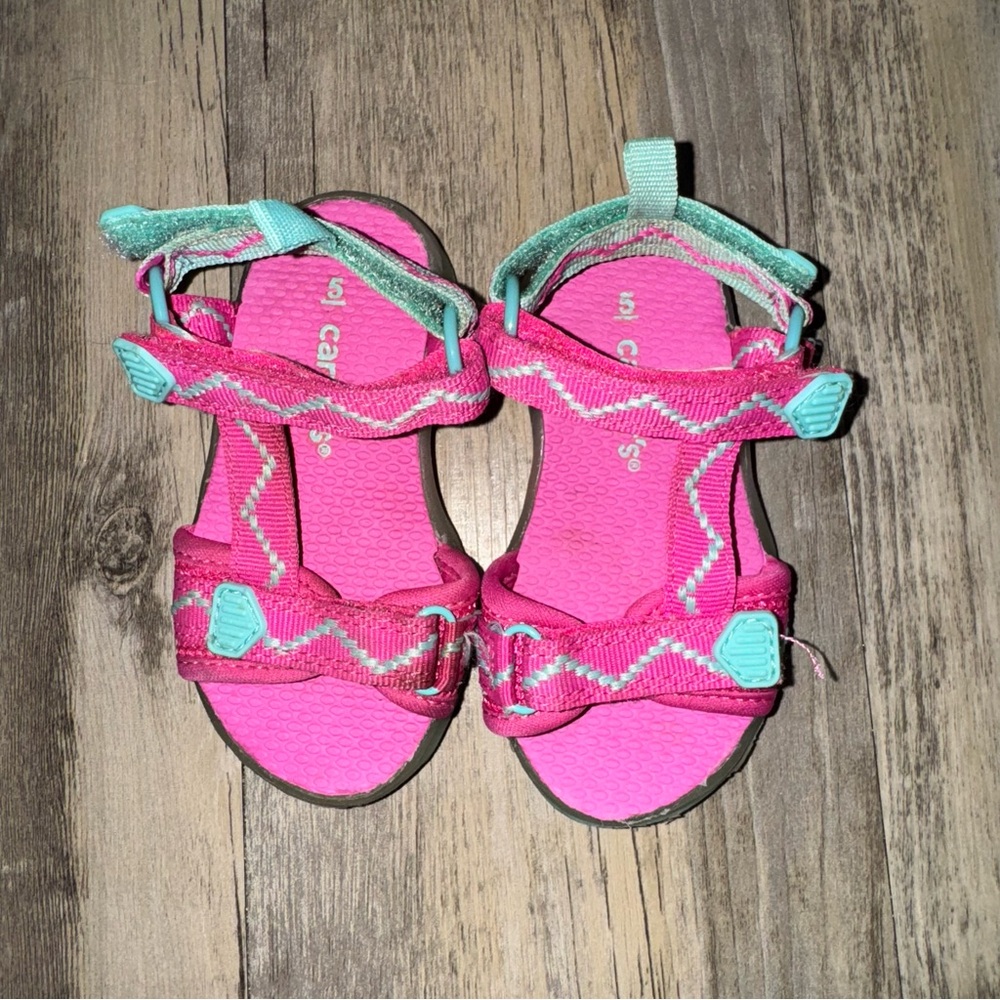 🎀3/$23🎀 Carter's Vibrant Pink and Aqua Kids Sandals - Picture 8 of 13